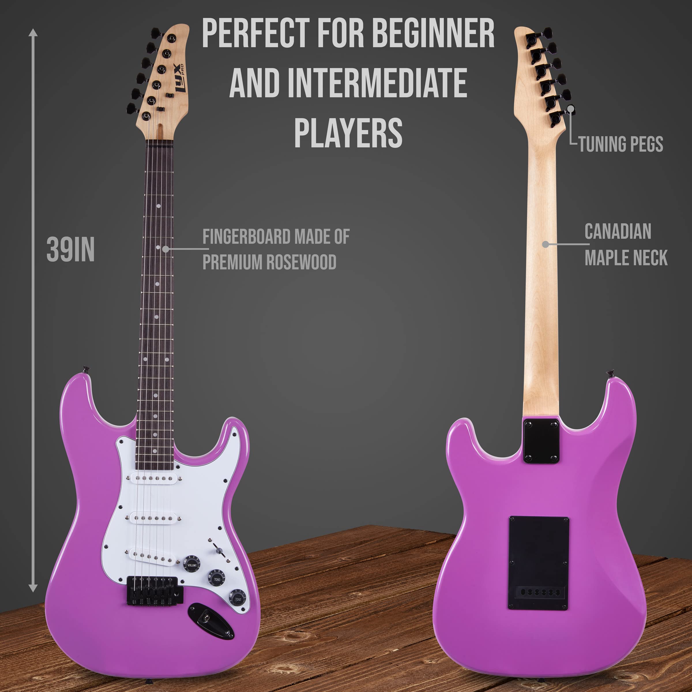 Foto 4 pulgar | Guitarra Eléctrica Lyxpro Retro Purple Con Amplificador De 20 W Y Accesorios - Venta Internacional.