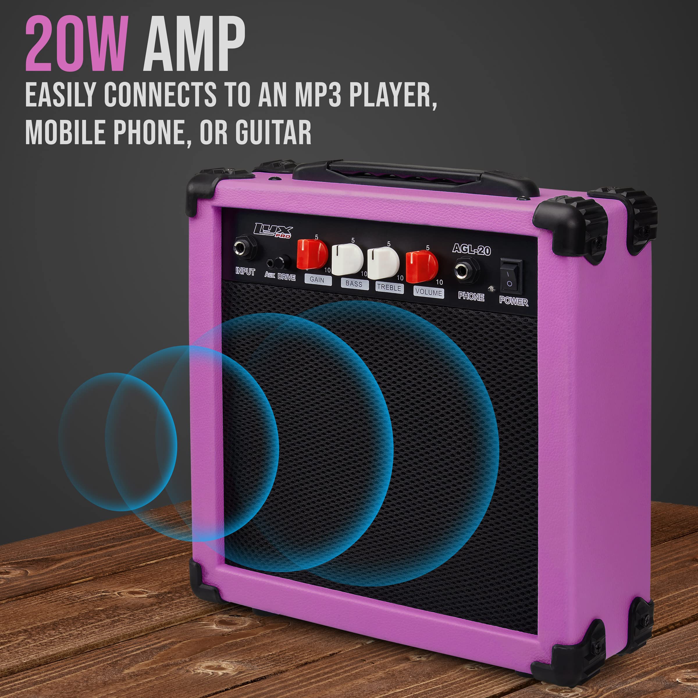 Foto 5 pulgar | Guitarra Eléctrica Lyxpro Retro Purple Con Amplificador De 20 W Y Accesorios - Venta Internacional.