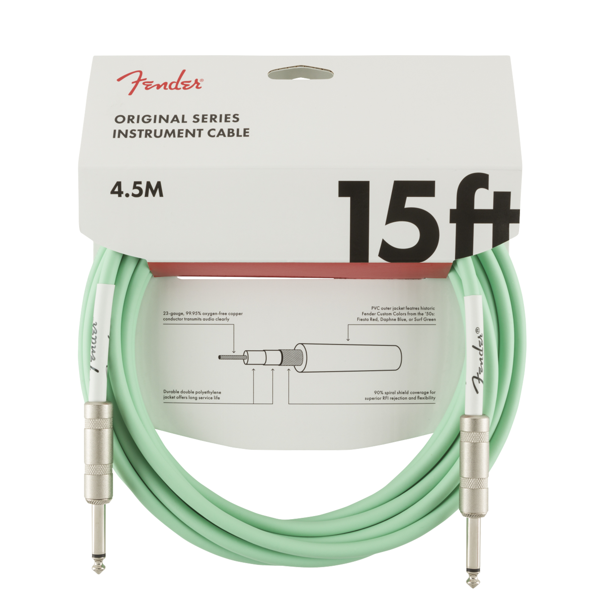 Foto 2 pulgar | Cable Fender de Instrumento Serie Original 4.5m Surf Green