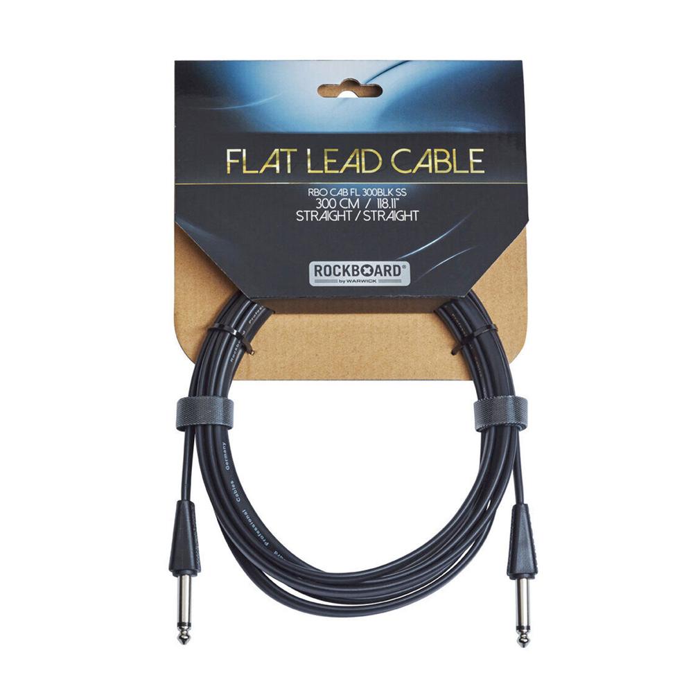 Cable Rockboard Flat Para Instrumento Warwick Rbo Cab Fl 300blk Ss Color Negro De 3 Metros