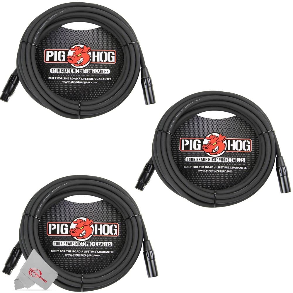 Foto 2 pulgar | Cable De Micrófono Pig Hog Phm20 Xlr M/f De 6 M, Paquete De 3 - Venta Internacional.