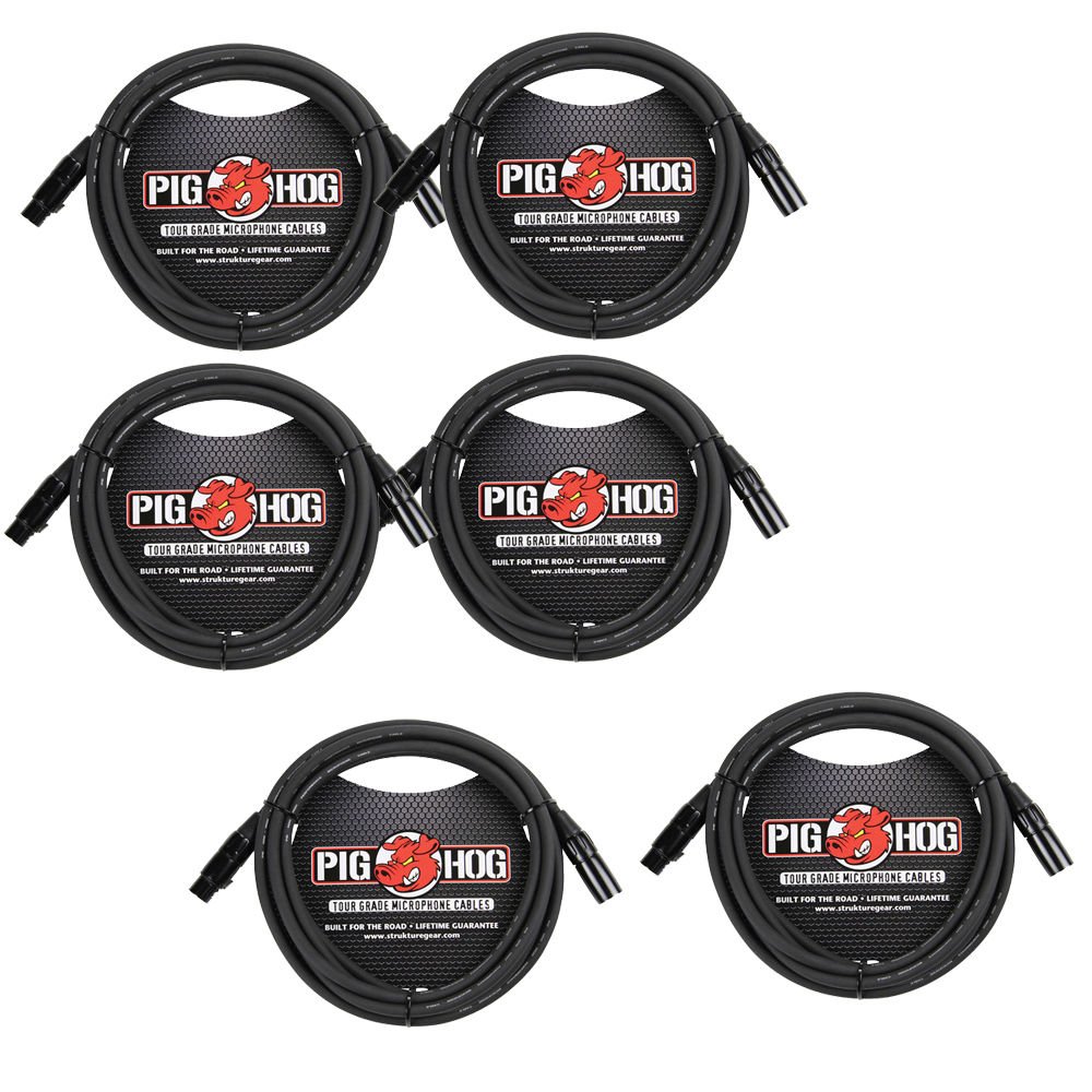 Cable De Micrófono Pig Hog Strukture, 8 Mm, 3 M, Xlr, 3 Pines, Paquete De 6 - Venta Internacional.