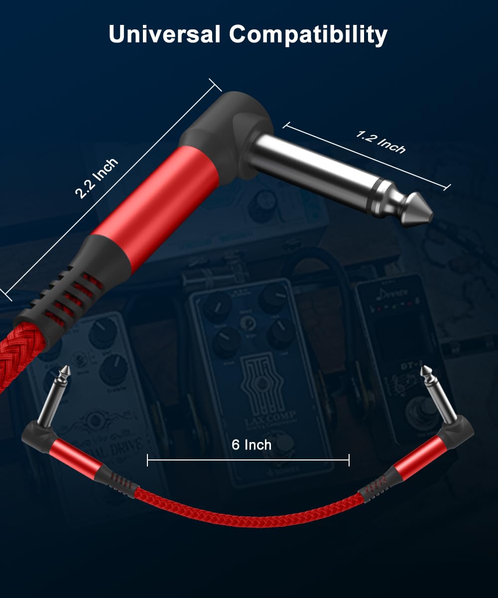 Foto 6 pulgar | Cables De Conexión Para Pedales De Guitarra Elebase, Paquete De 6 Unidades, 15 Cm Y 6,35 Mm Ts - Venta Internacional.