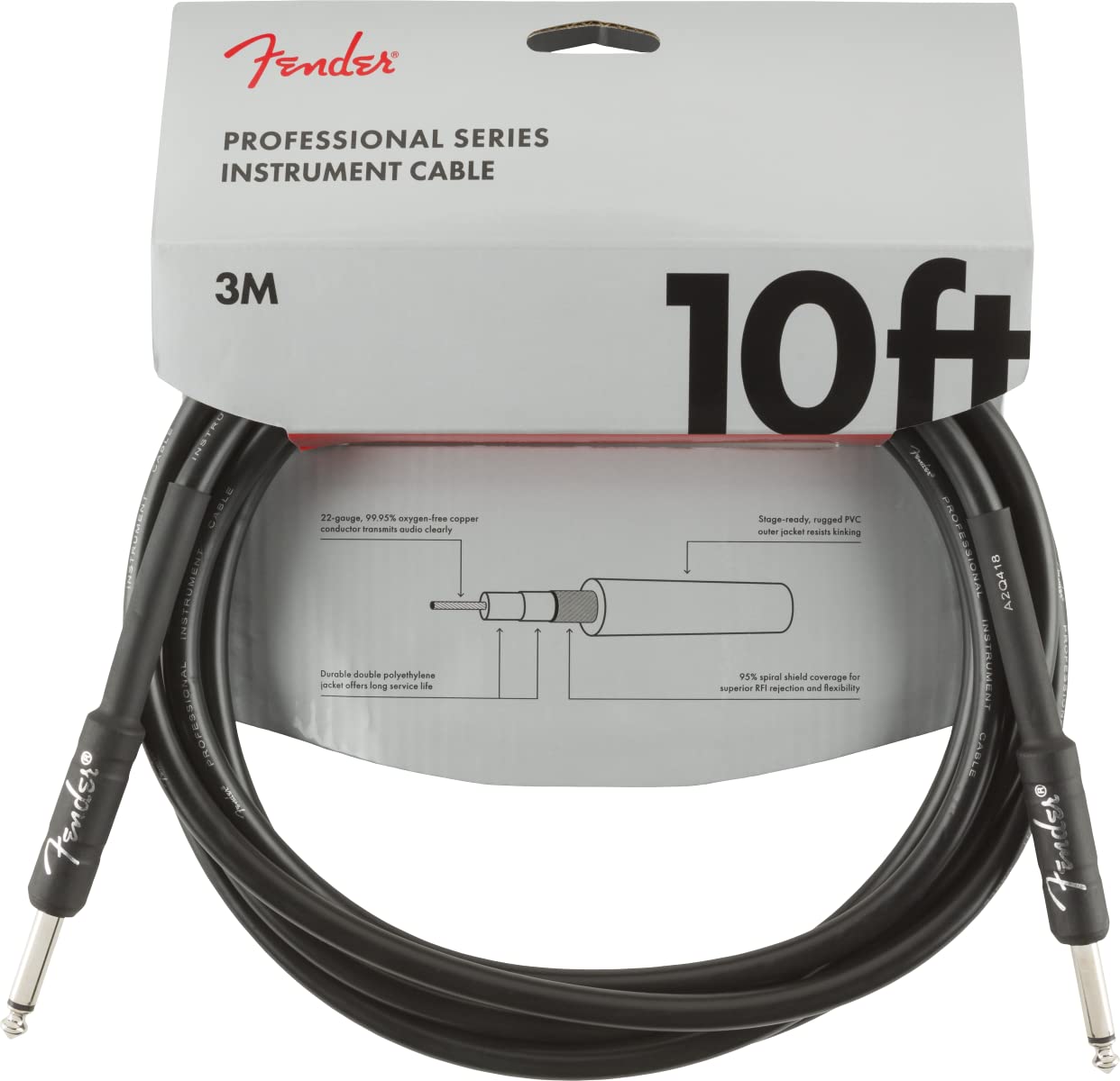 Cable Para Instrumentos Fender Professional Series, 10 Pies, Negro - Venta Internacional.