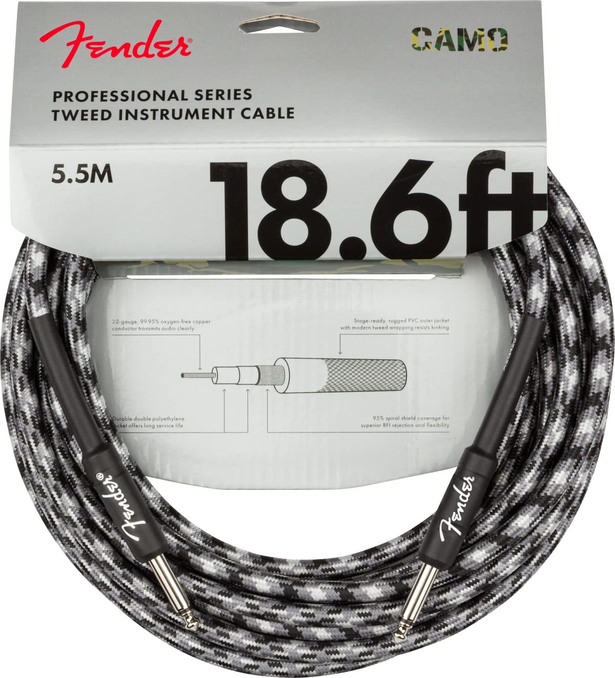 Foto 3 pulgar | Cable De Instrumentos Fender Professional Tweed Winter Camo De 5,7 M - Venta Internacional.