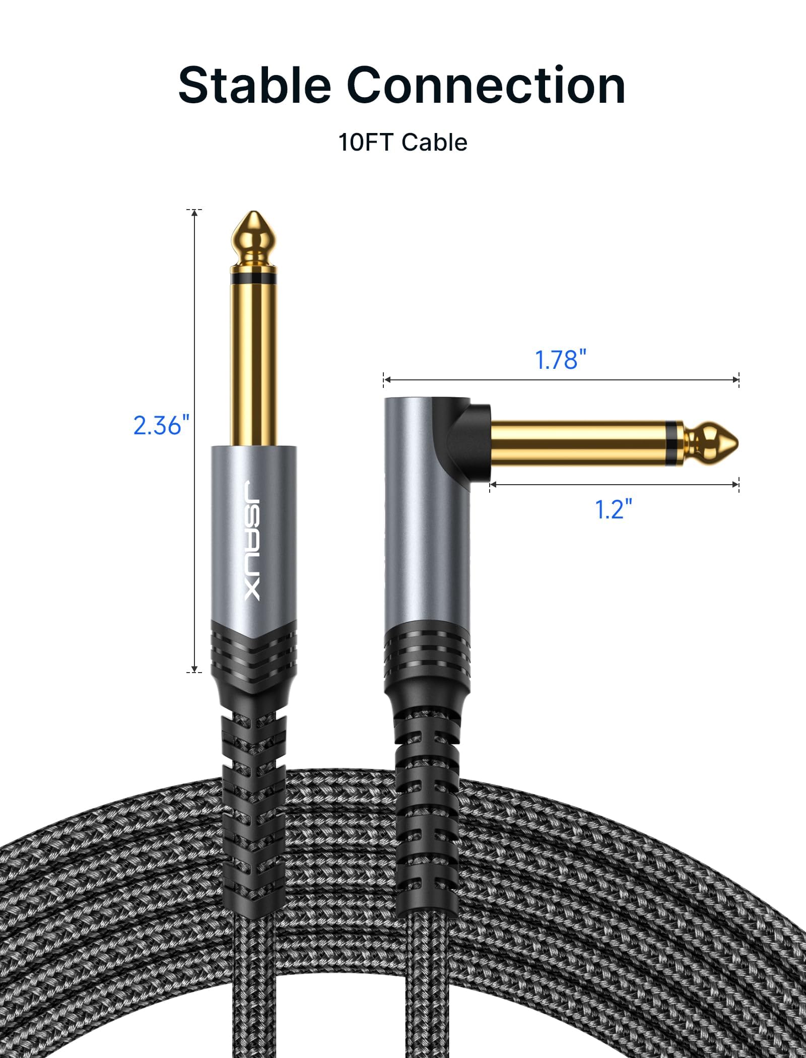 Foto 6 | Cable De Instrumento Jsaux De 3 M Compatible Con Guitarra Eléctrica Y Bajo - Venta Internacional.