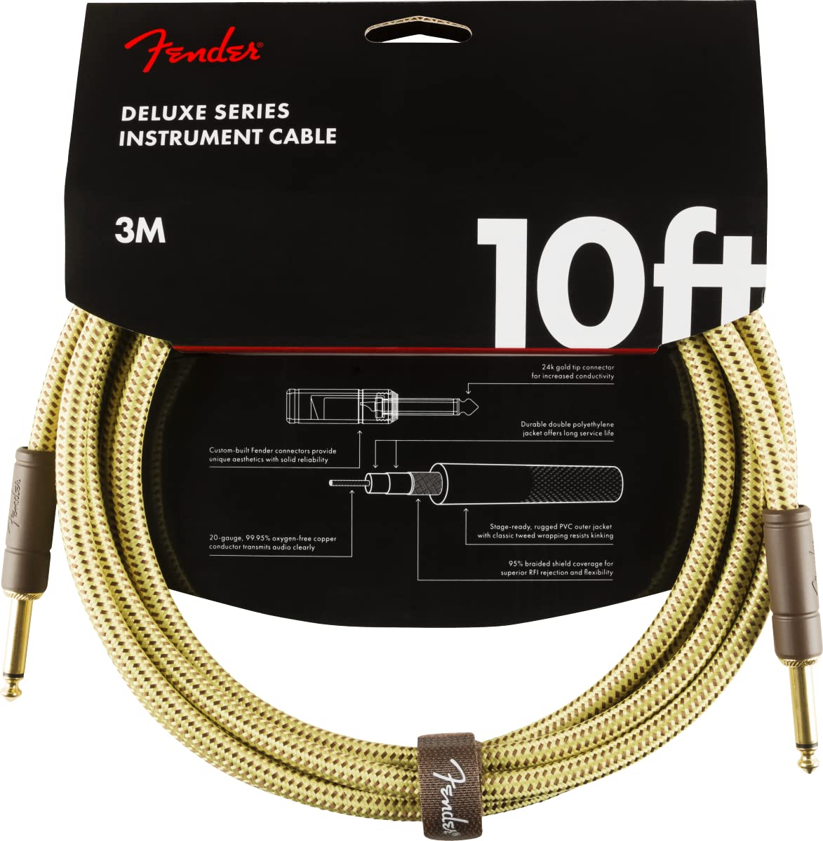 Foto 4 pulgar | Cable De Instrumento Fender Deluxe Series Para Guitarra, 3 M, Tweed - Venta Internacional.