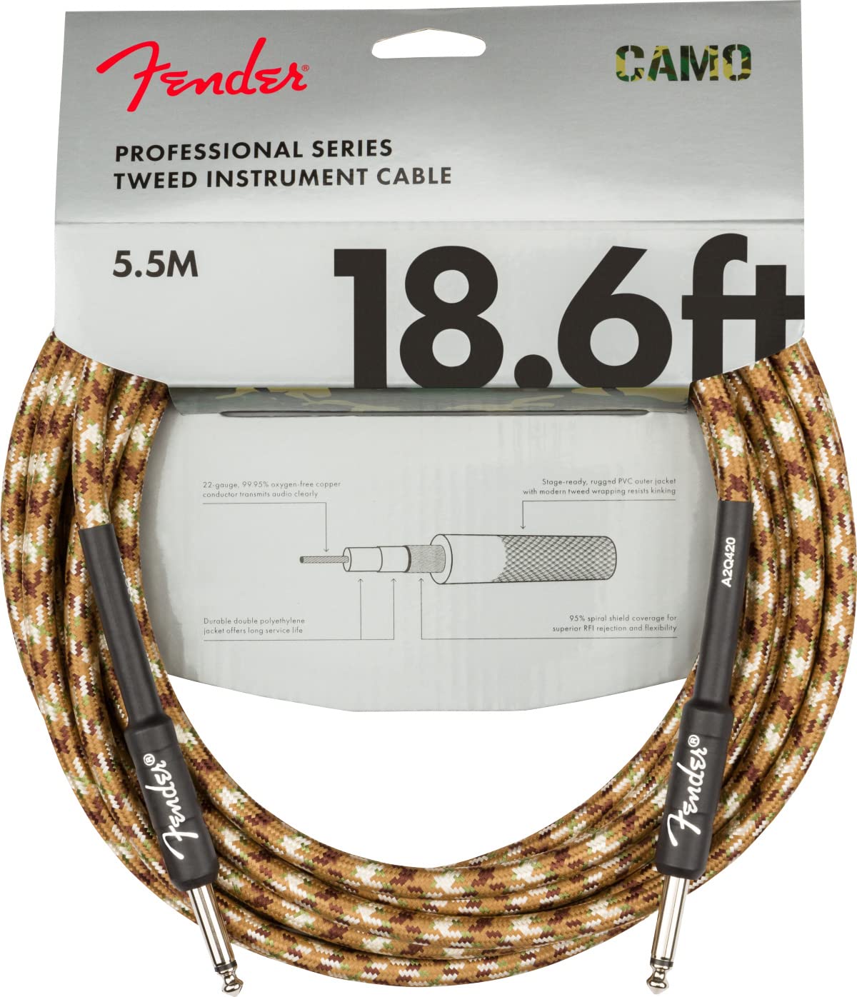Foto 3 pulgar | Cable De Instrumentos Fender Professional Tweed, 5,7 M, Desert Camo - Venta Internacional.