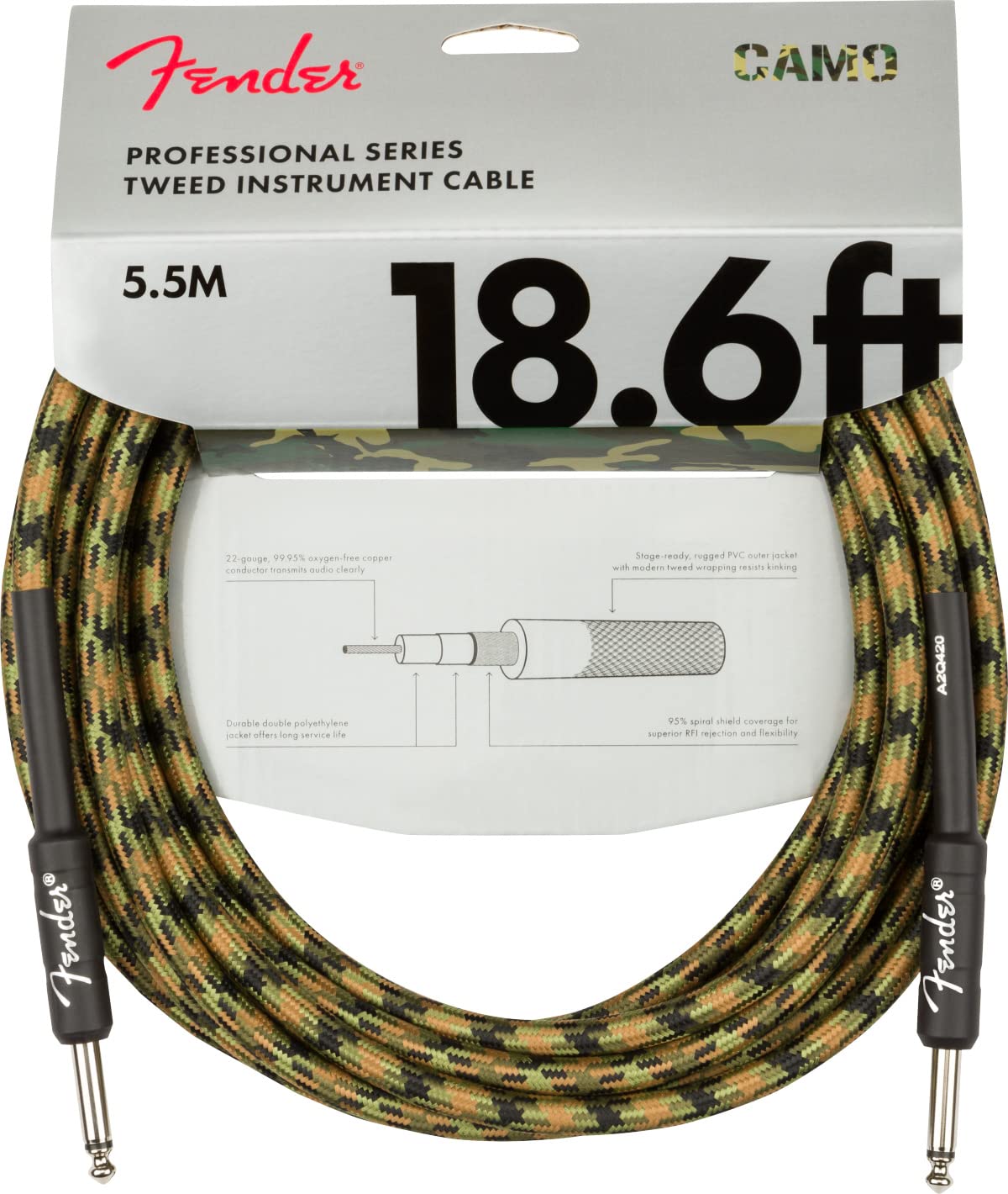 Foto 3 pulgar | Cable Para Instrumentos Fender Professional Tweed, 5,7 M, Woodland Camo - Venta Internacional.