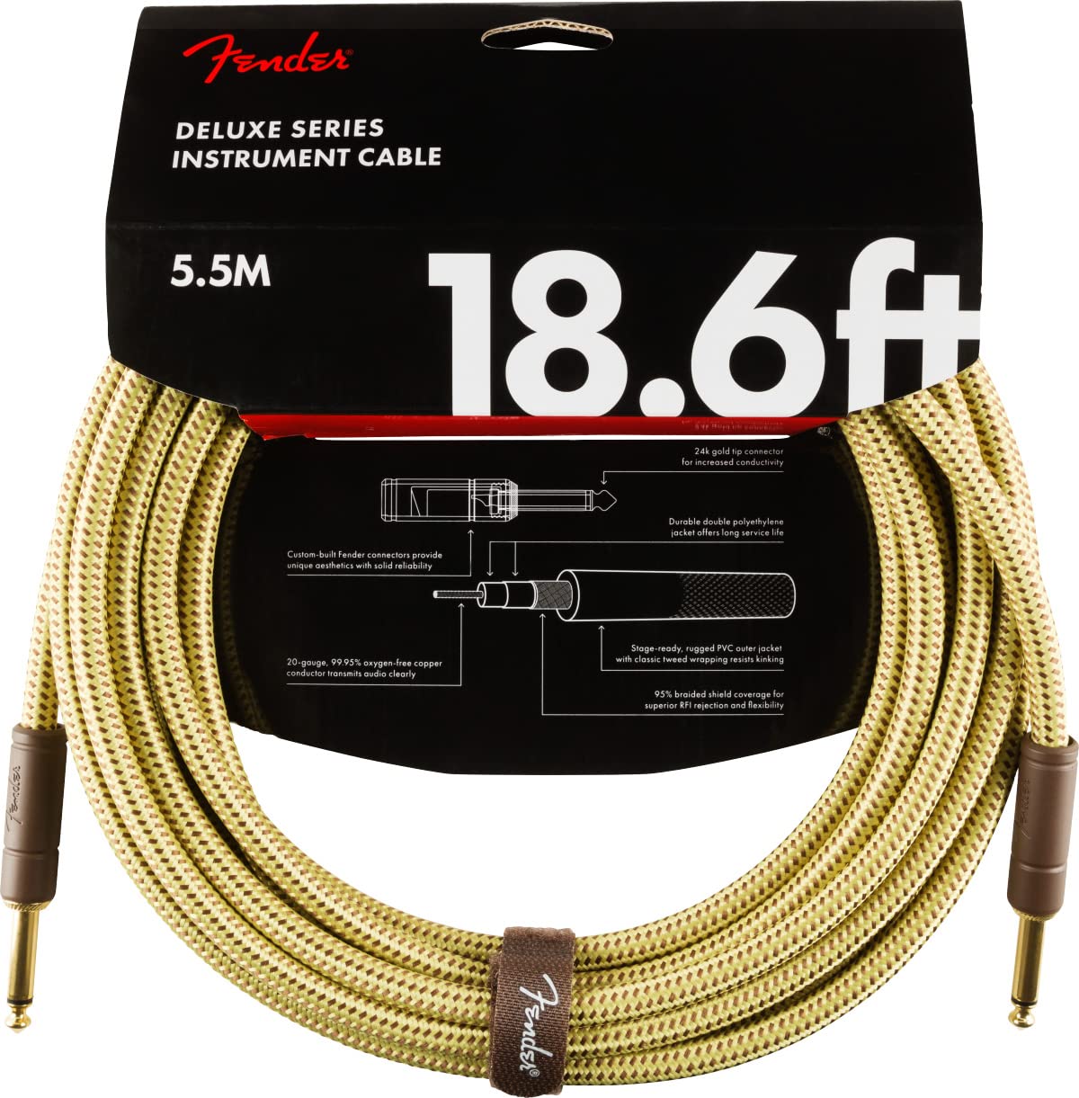 Foto 3 | Cable De Instrumentos Fender Deluxe De 5,7 M De Tweed Recto - Venta Internacional.