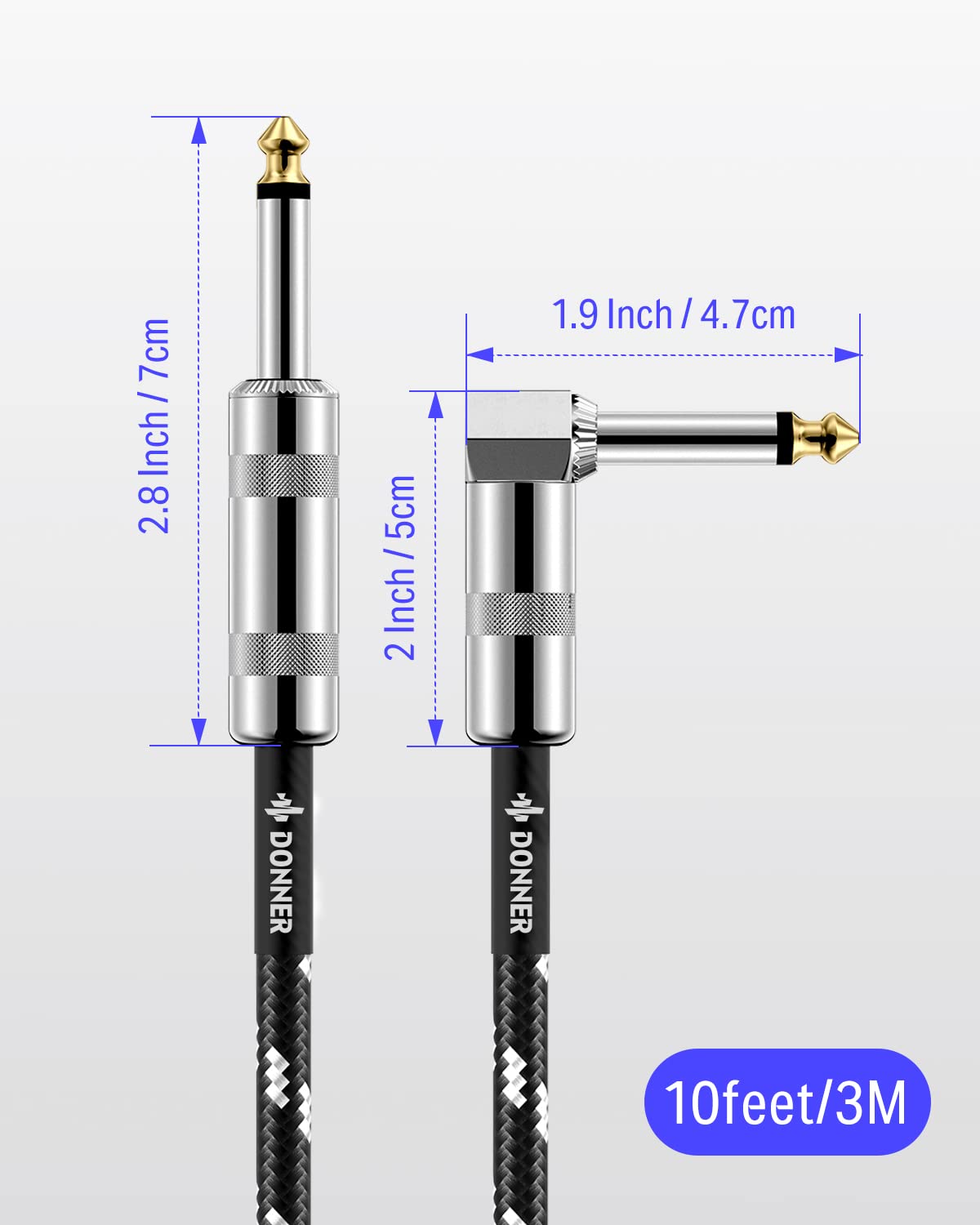 Foto 4 pulgar | Cable De Instrumento Donner De 3 M Para Guitarra Eléctrica Y Bajo 1/4 - Venta Internacional.