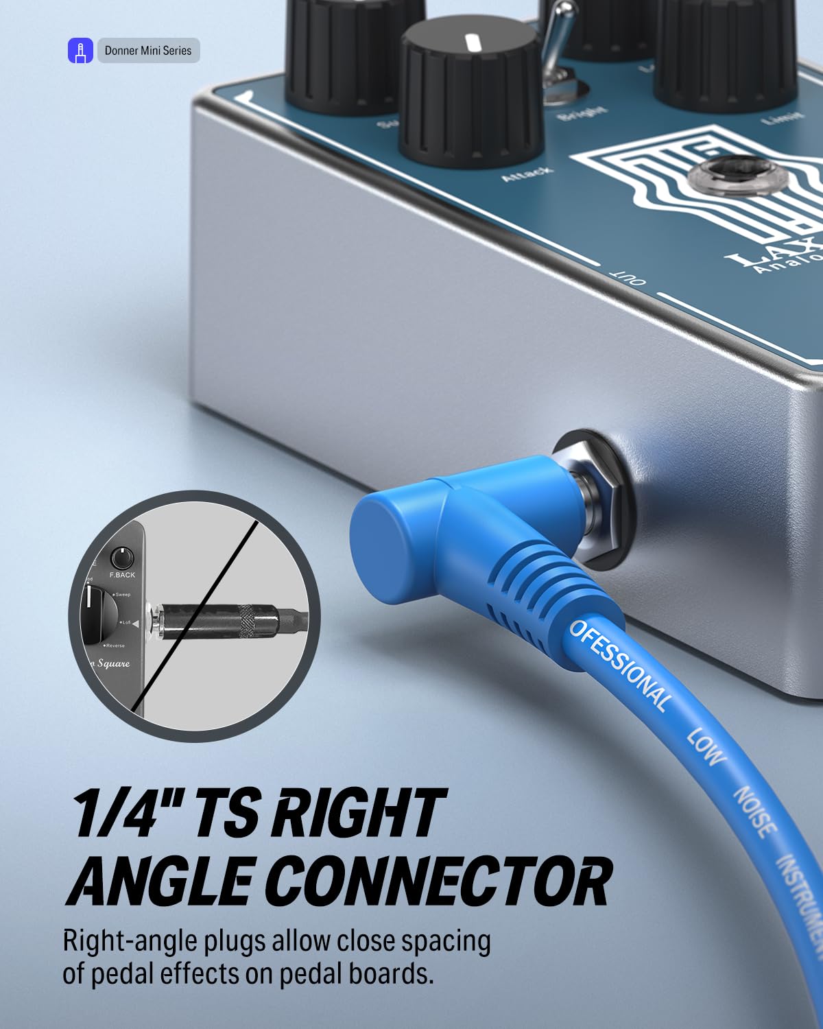 Foto 3 | Cable De Conexión Donner, Paquete De 6 Unidades, 15 Cm, Ts 1/4, En Ángulo Recto, Color - Venta Internacional.