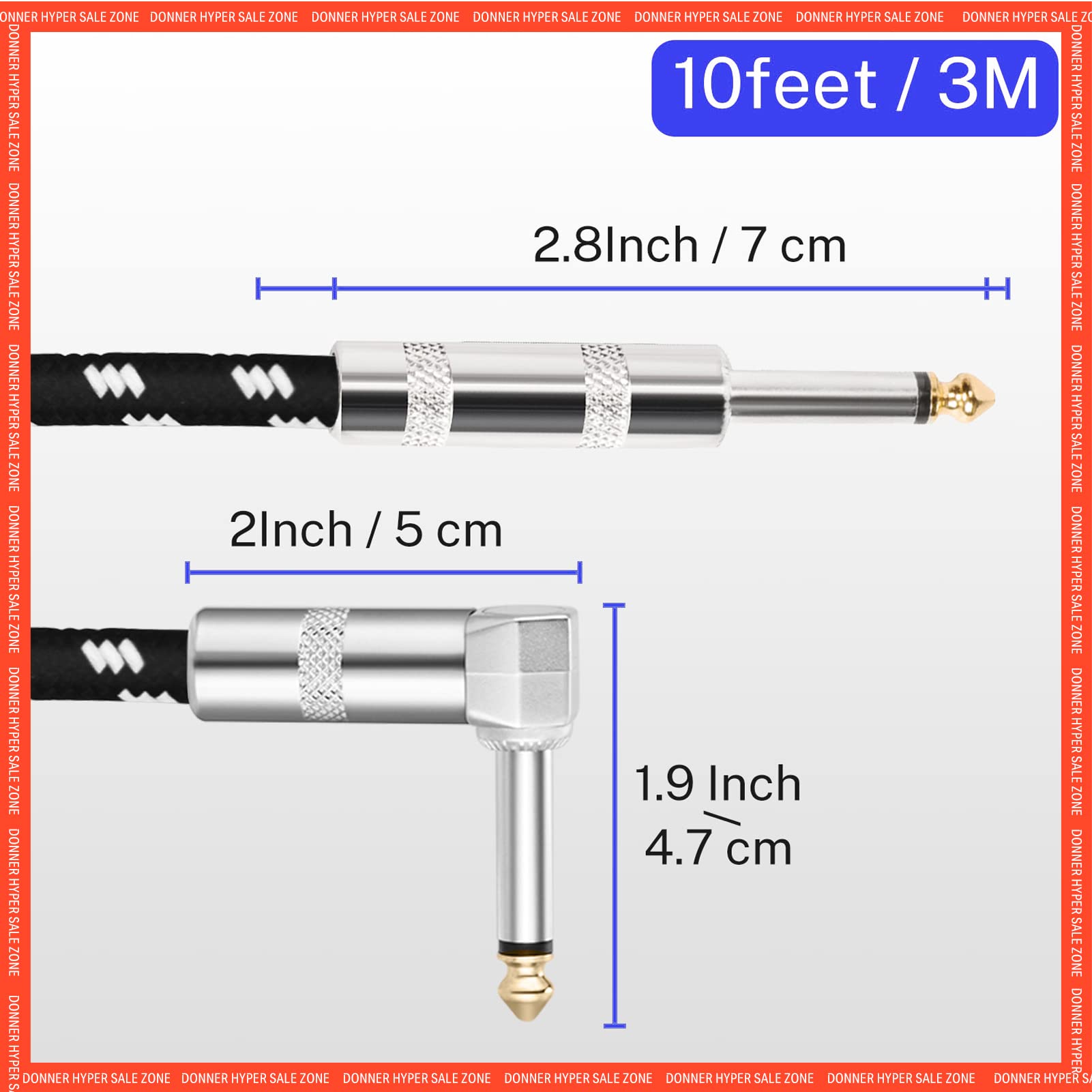 Foto 7 pulgar | Cable De Instrumento Donner De 3 M, Paquete De 2 Unidades Para Guitarra Y Bajo - Venta Internacional.