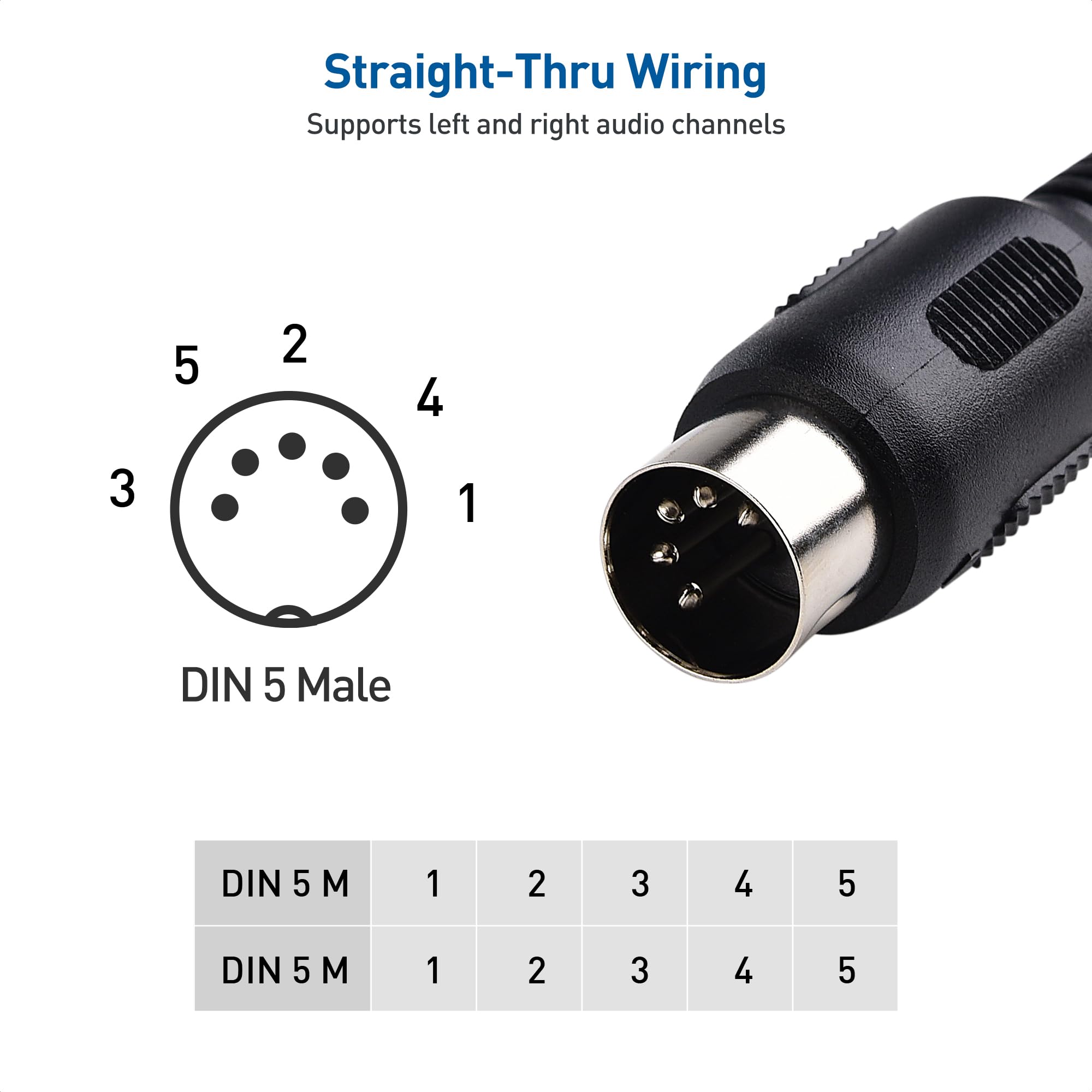 Foto 4 pulgar | Cable Matters, Paquete De 2 Cables Midi Din De 5 Pines, Cable Midi De 5 Pines, 10 Pies - Venta Internacional.