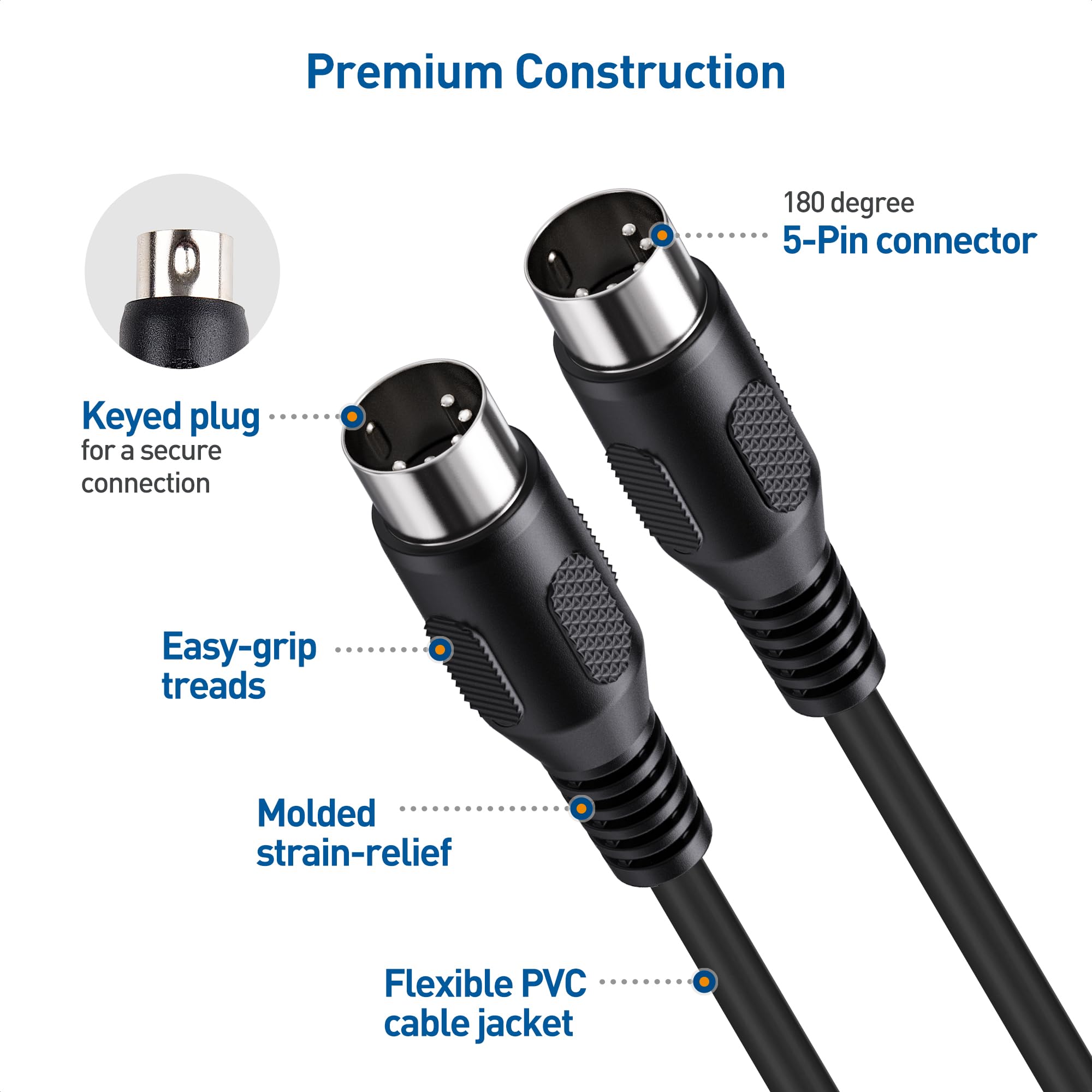 Foto 6 pulgar | Cable Matters, Paquete De 2 Cables Midi Din De 5 Pines, Cable Midi De 5 Pines, 10 Pies - Venta Internacional.