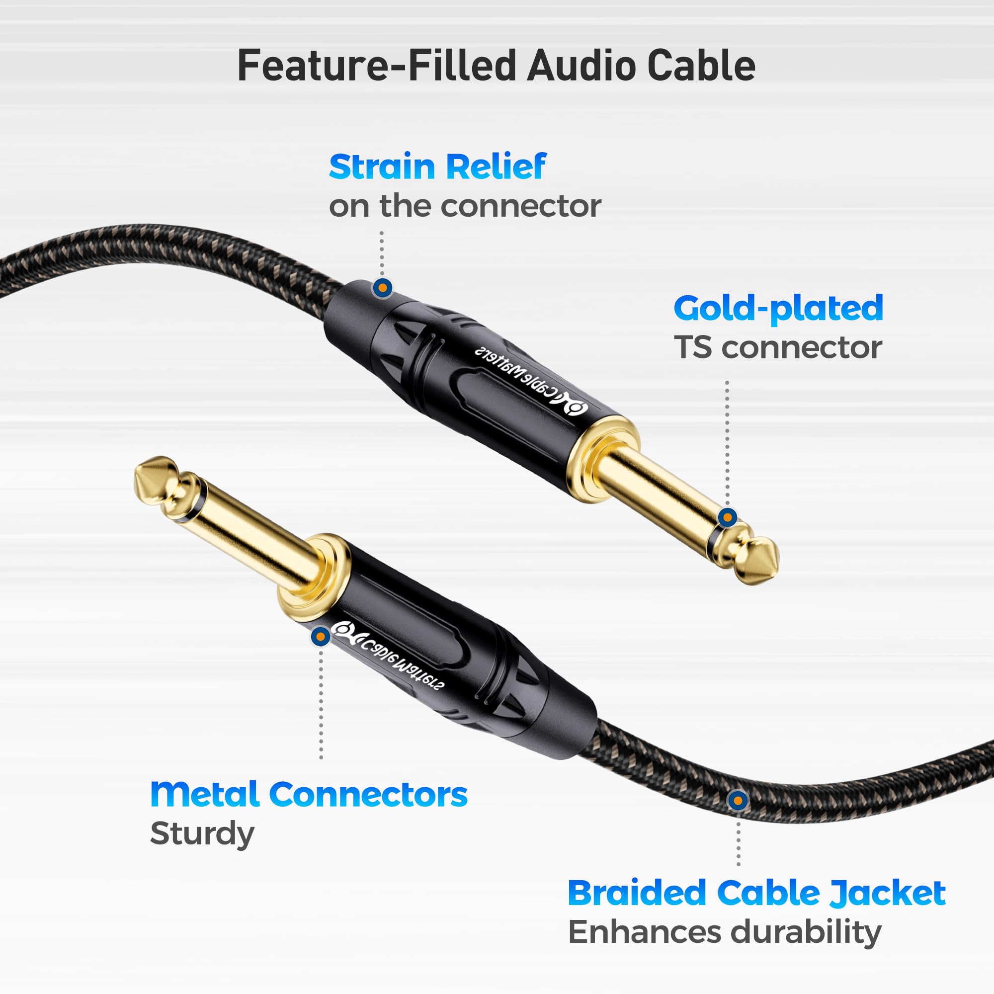 Foto 5 pulgar | Cable Para Guitarra Matters, Trenzado, 6 Pies, 1/4 Ts A Ts, Paquete De 2 - Venta Internacional.