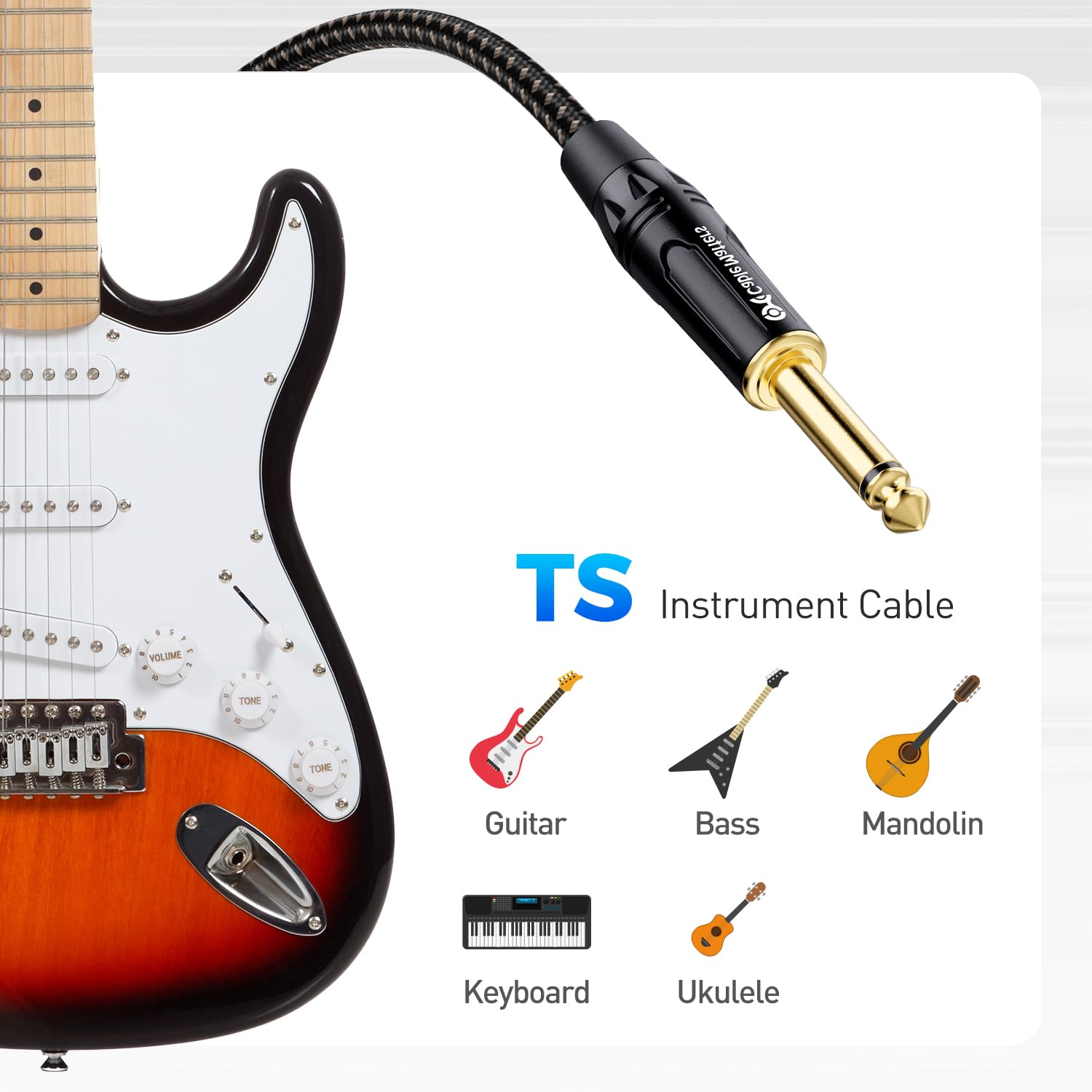 Foto 8 pulgar | Cable Para Guitarra Matters, Trenzado, 6 Pies, 1/4 Ts A Ts, Paquete De 2 - Venta Internacional.
