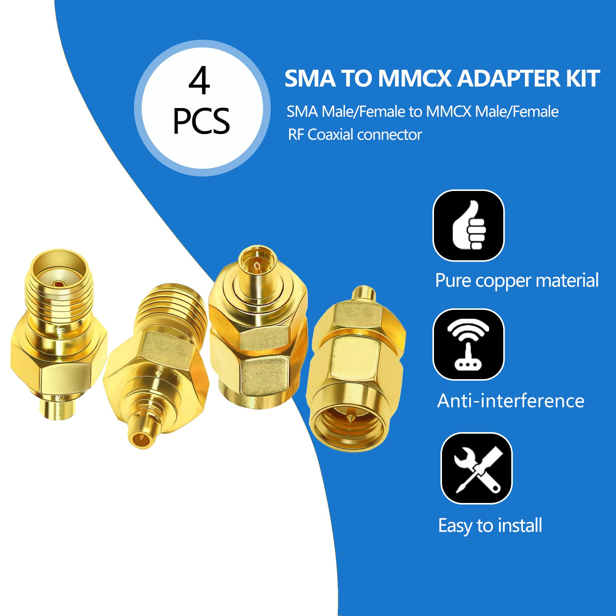 Foto 3 pulgar | Juego De 4 Adaptadores Coaxiales Tuolnk Sma A Mmcx Pure Brass - Venta Internacional.
