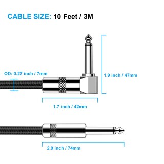Foto 2 | Cable Para Guitarra New Bee, Cable De Amplificador Para Instrumento Eléctrico Y Bajo, 3 M - Venta Internacional.