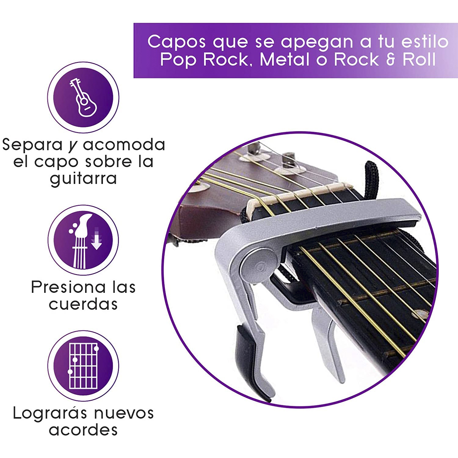 Foto 5 pulgar | Capotraste para Guitarra Arieta Capo Plata