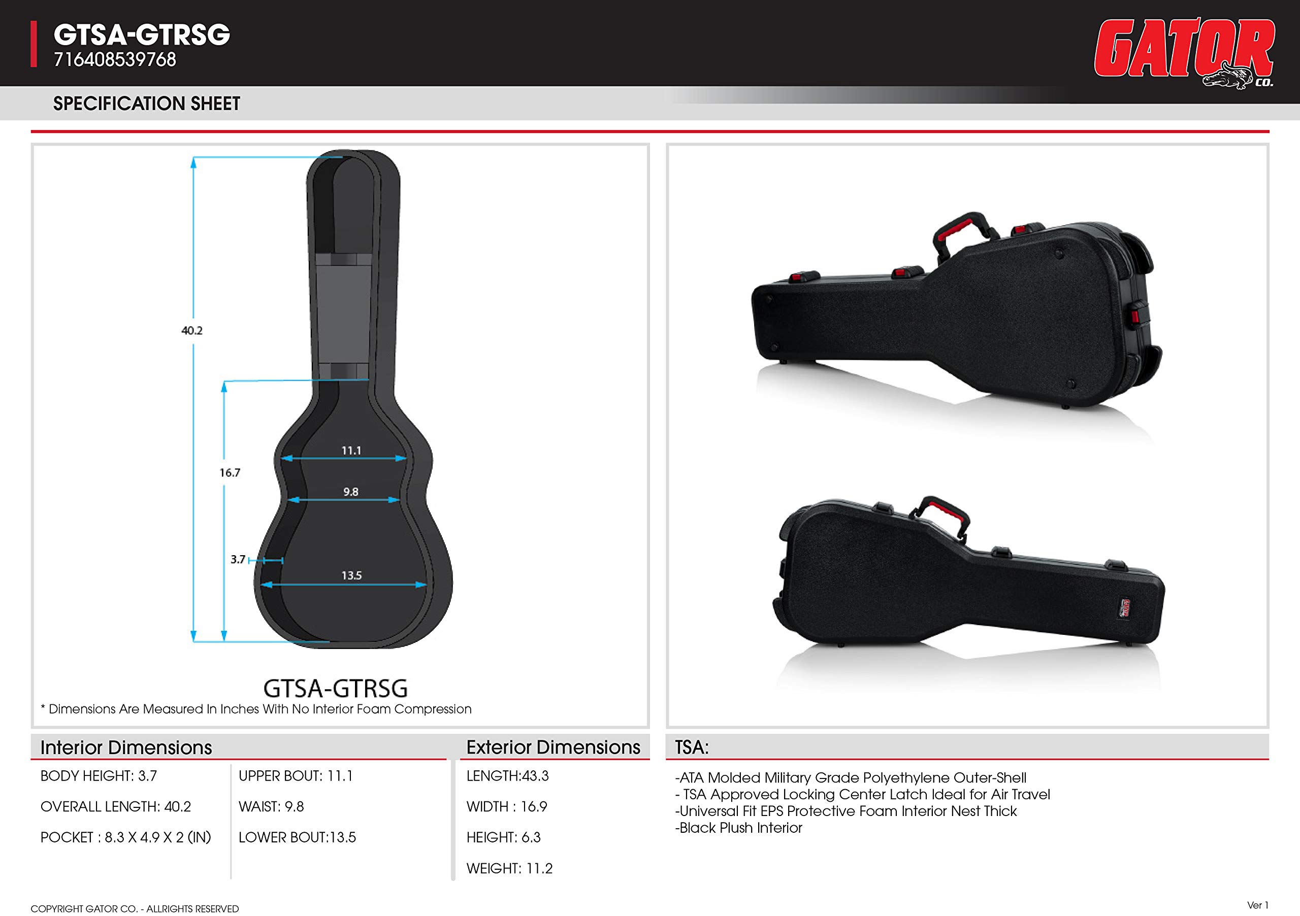Foto 2 | Fundas Flight Case Gator Para Guitarras Eléctricas Gibson Sg - Venta Internacional.