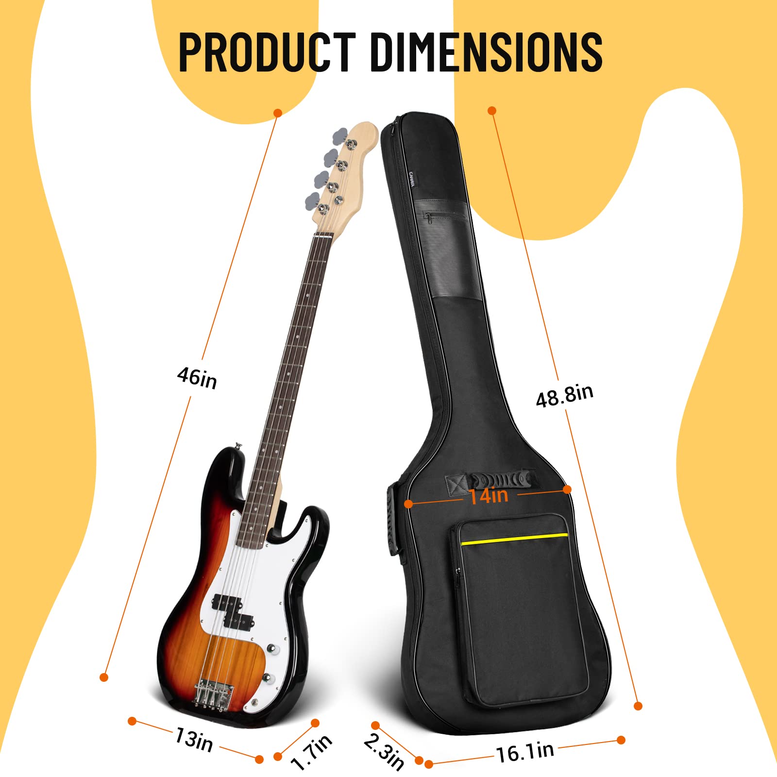 Foto 8 pulgar | Funda Para Bajo Eléctrico Cahaya Gig Bag Con Acolchado De 0,8 Cm - Venta Internacional.
