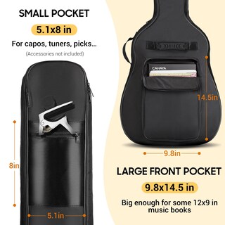 Foto 6 | Funda Para Guitarra Acústica Cahaya Cy0152 De 41 Pulgadas Con Acolchado De 0.35 Pulgadas - Venta Internacional.