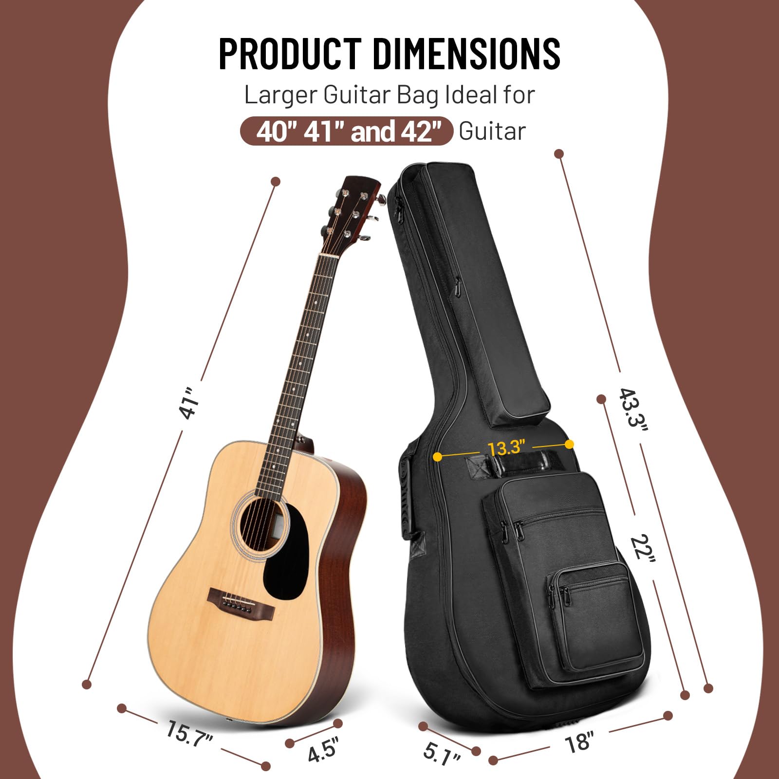 Foto 7 pulgar | Funda Cahaya Para Guitarra Acústica Con Múltiples Bolsillos, Acolchado De 10 Mm - Venta Internacional.