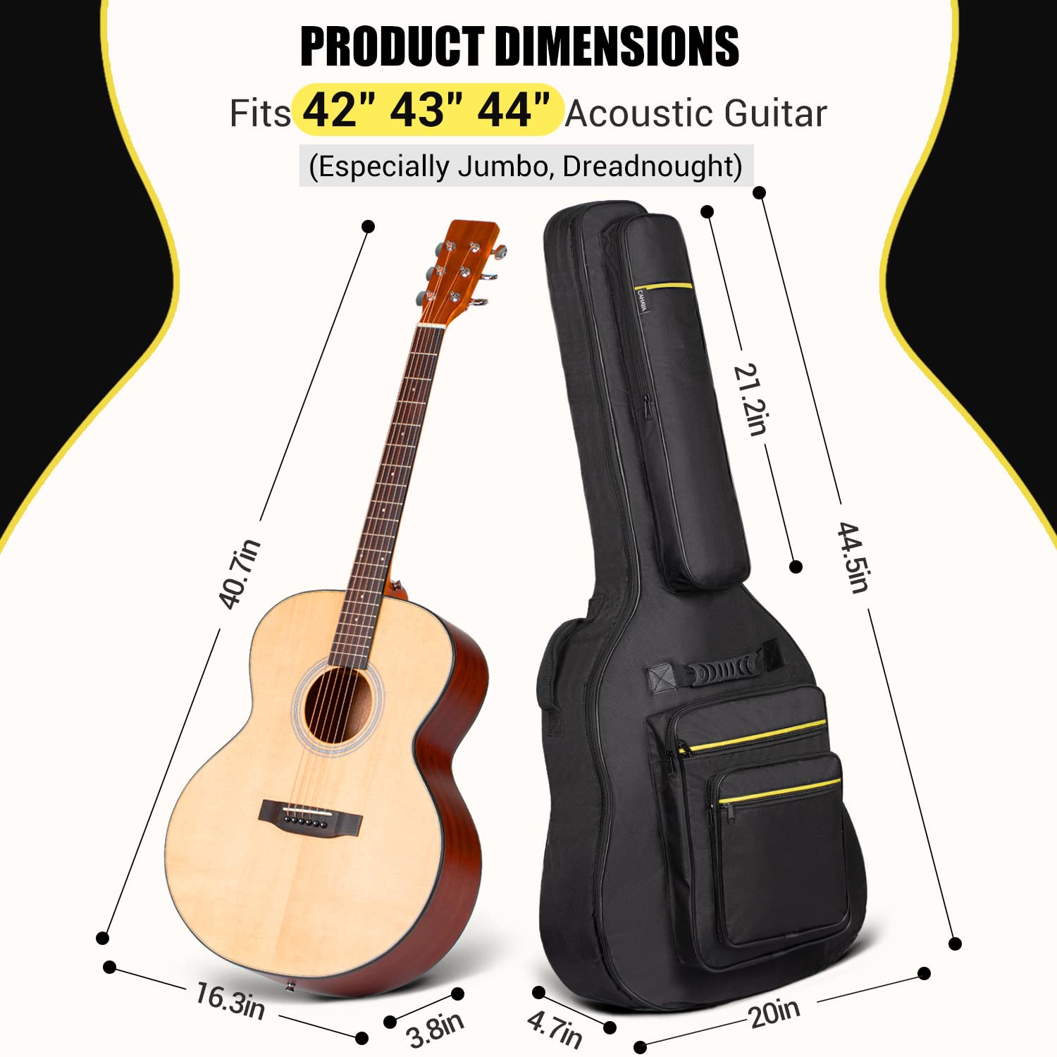 Foto 5 pulgar | Funda Cahaya Para Guitarra Jumbo Y Dreadnought De 44 Pulgadas - Venta Internacional.