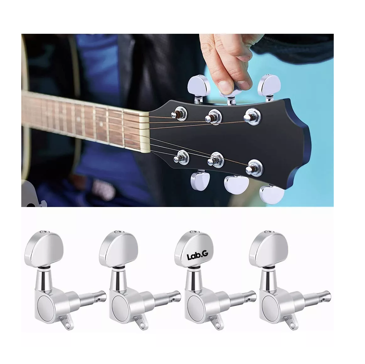 Foto 3 pulgar | Clavijas De Afinación Para Guitarra Eléctrica O Acústica 6 Pzs, Plata