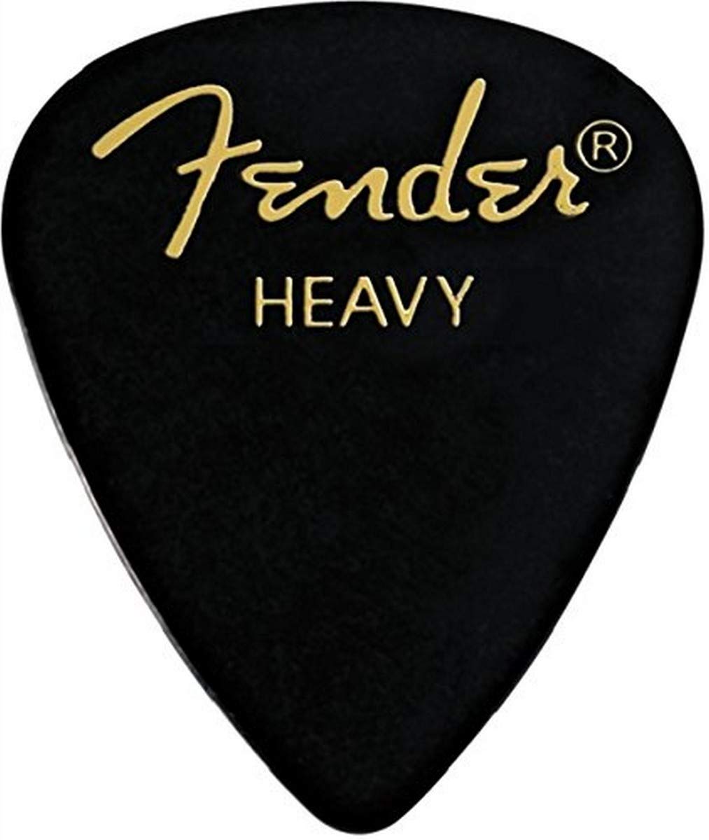 Púas De Guitarra Fender Classic Celluloid 351 Shape Heavy Black - Venta Internacional.
