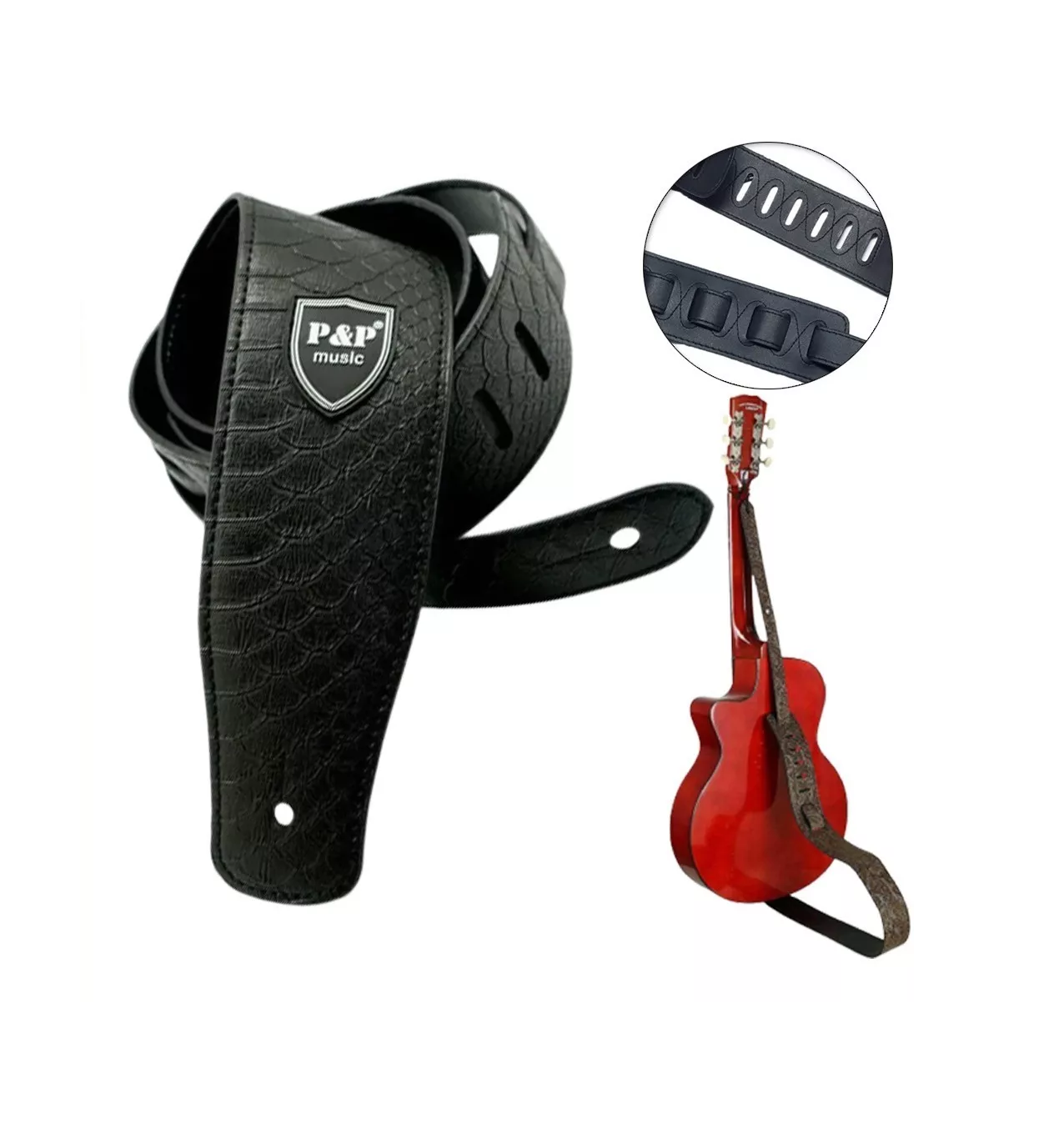 Foto 4 pulgar | Strap P&P Music Negro para Guitarra