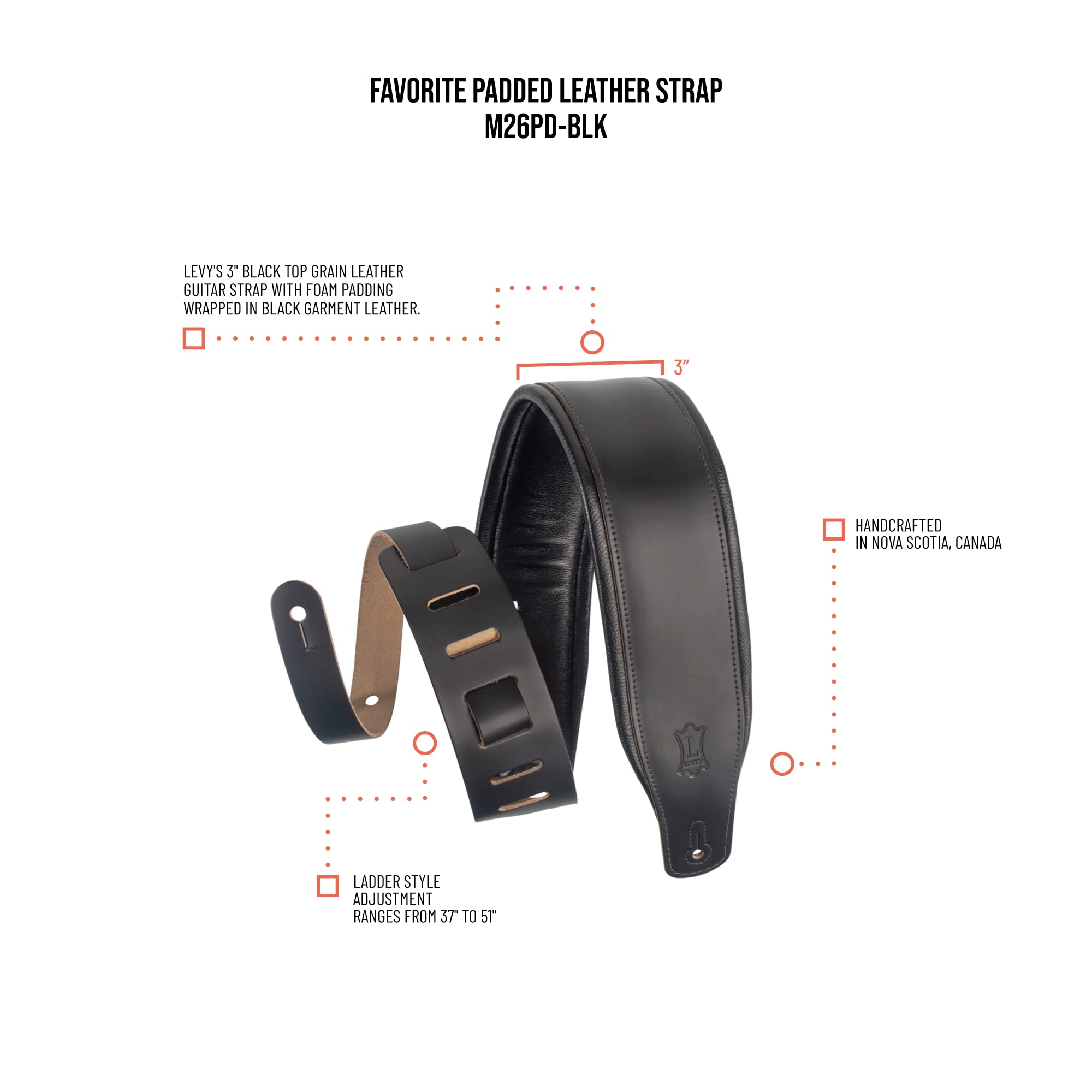 Foto 5 pulgar | Correa Para Guitarra Levy's Leathers Amped Leather Series, Color Negro - Venta Internacional.