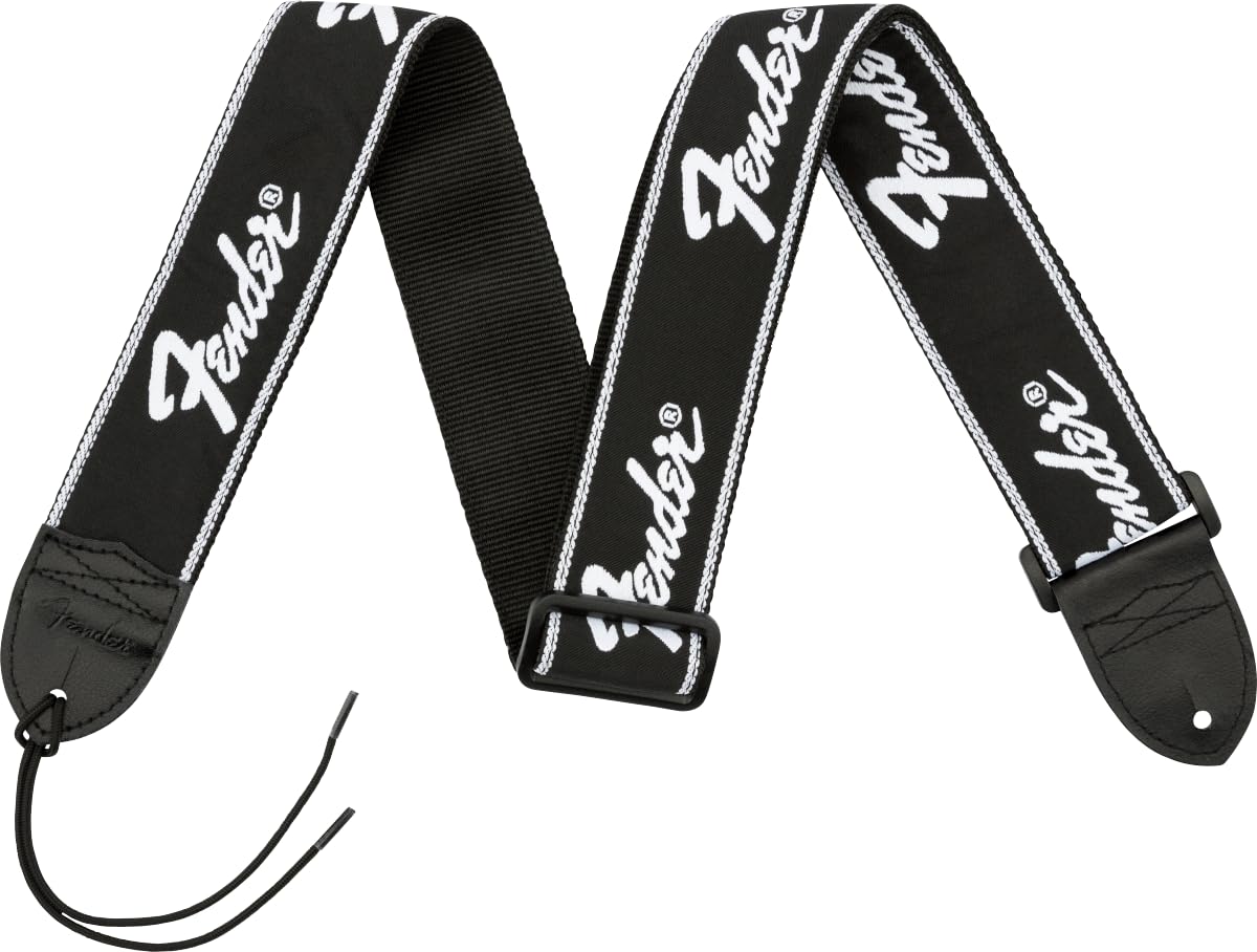 Correa Para Guitarra Con Logotipo De Fender Running, 5 Cm De Ancho, Extremos De Cuero Negro - Venta Internacional. $472