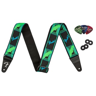 Foto 1 | Correa De Guitarra Fender Neon Con Monograma De 5 Cm, Azul/verde, Con Bloques - Venta Internacional.