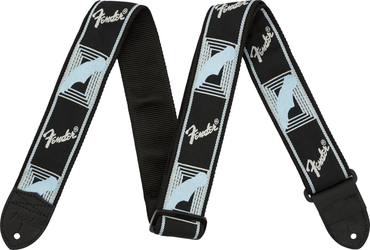 Foto 2 pulgar | Correa De Guitarra Fender Con Monograma De 5 Cm, Negro, Gris Claro Y Azul - Venta Internacional.