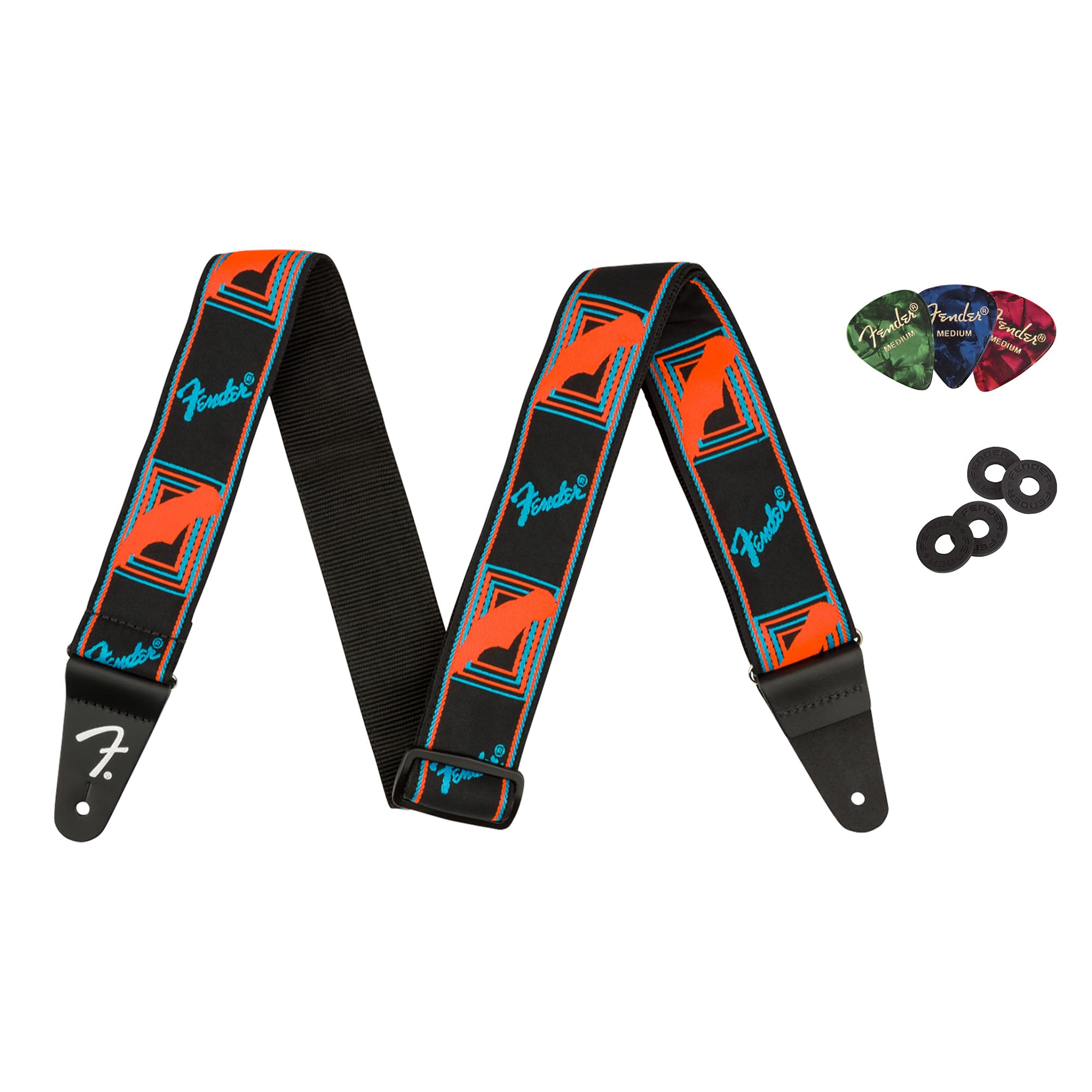 Foto 2 pulgar | Correa De Guitarra Fender Neon Con Monograma De 5 Cm, Azul/naranja, Con Bloques - Venta Internacional.