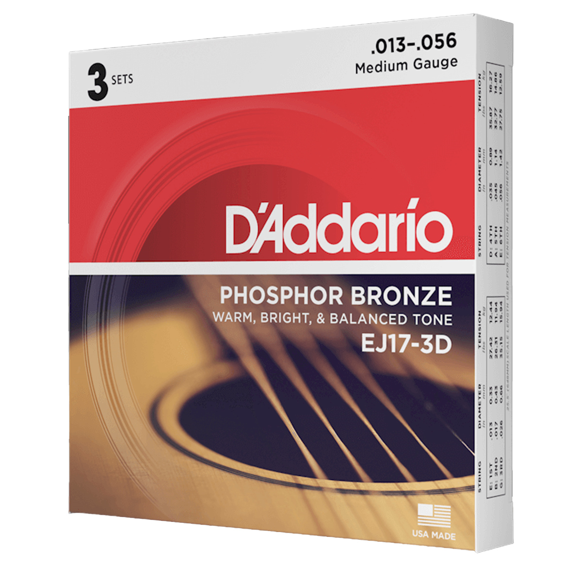 Encordadura Daddario Ej17-3d 3 Pack Guitarra Acústica