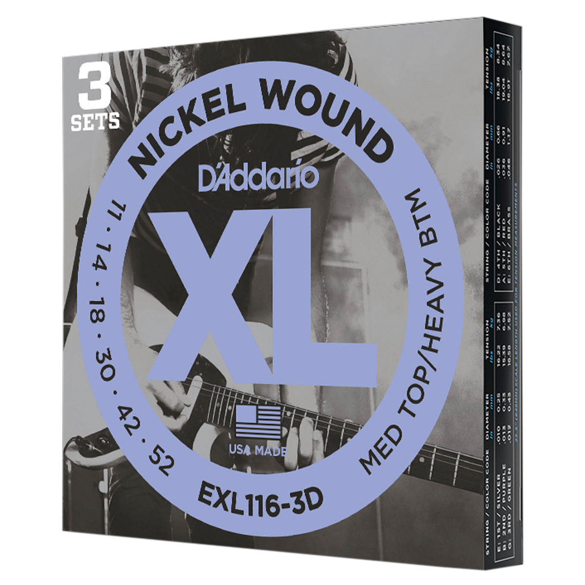 Encordadura Daddario Exl116-3d Pack 3 Guitarra Eléctrica