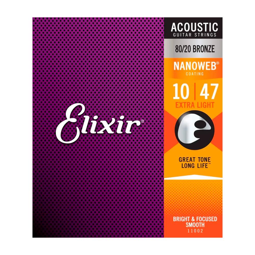 Juego de Cuerdas para Guitarra Acústica Nanoweb Elixir 11002 Dorado