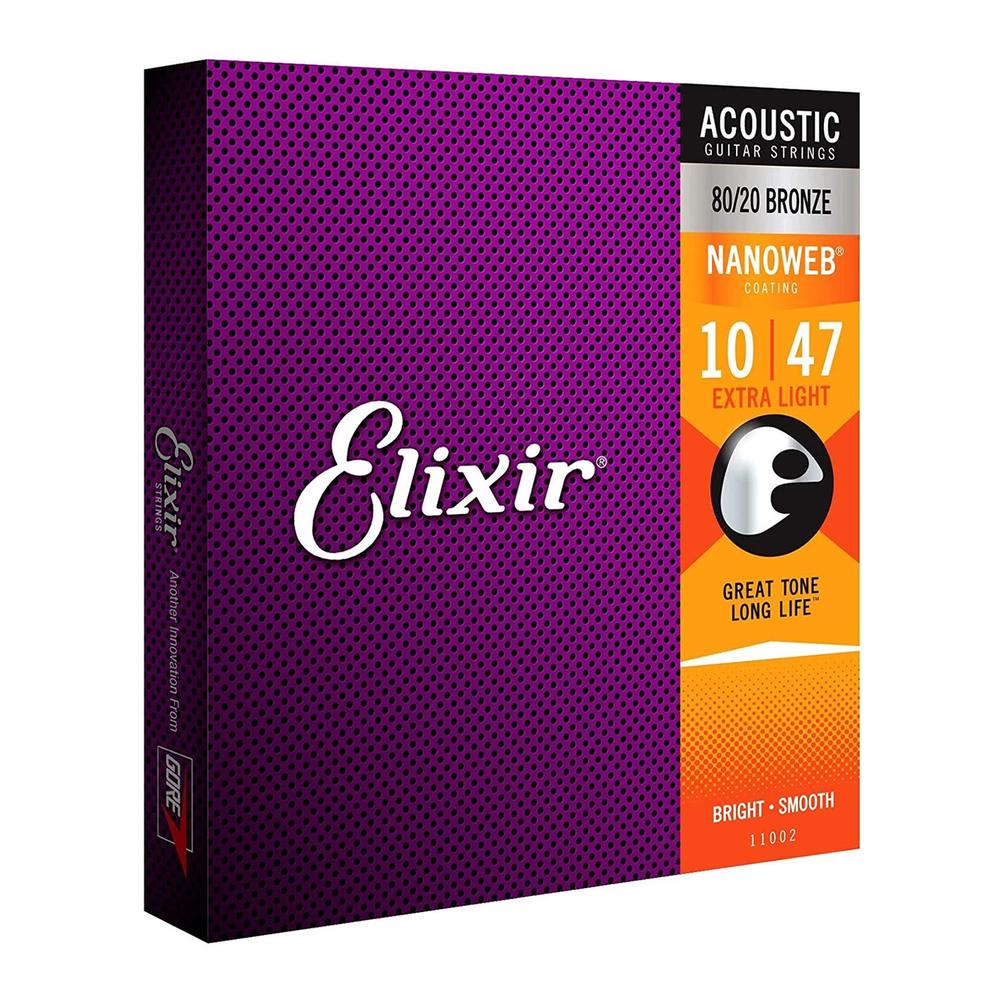 Foto 2 | Juego de Cuerdas para Guitarra Acústica Nanoweb Elixir 11002 Dorado