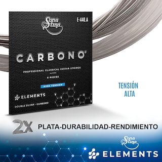 Foto 2 | Encordadura Nylon Carón, Entorchado Doble Plata, Tensión Alta Sonatina Elements