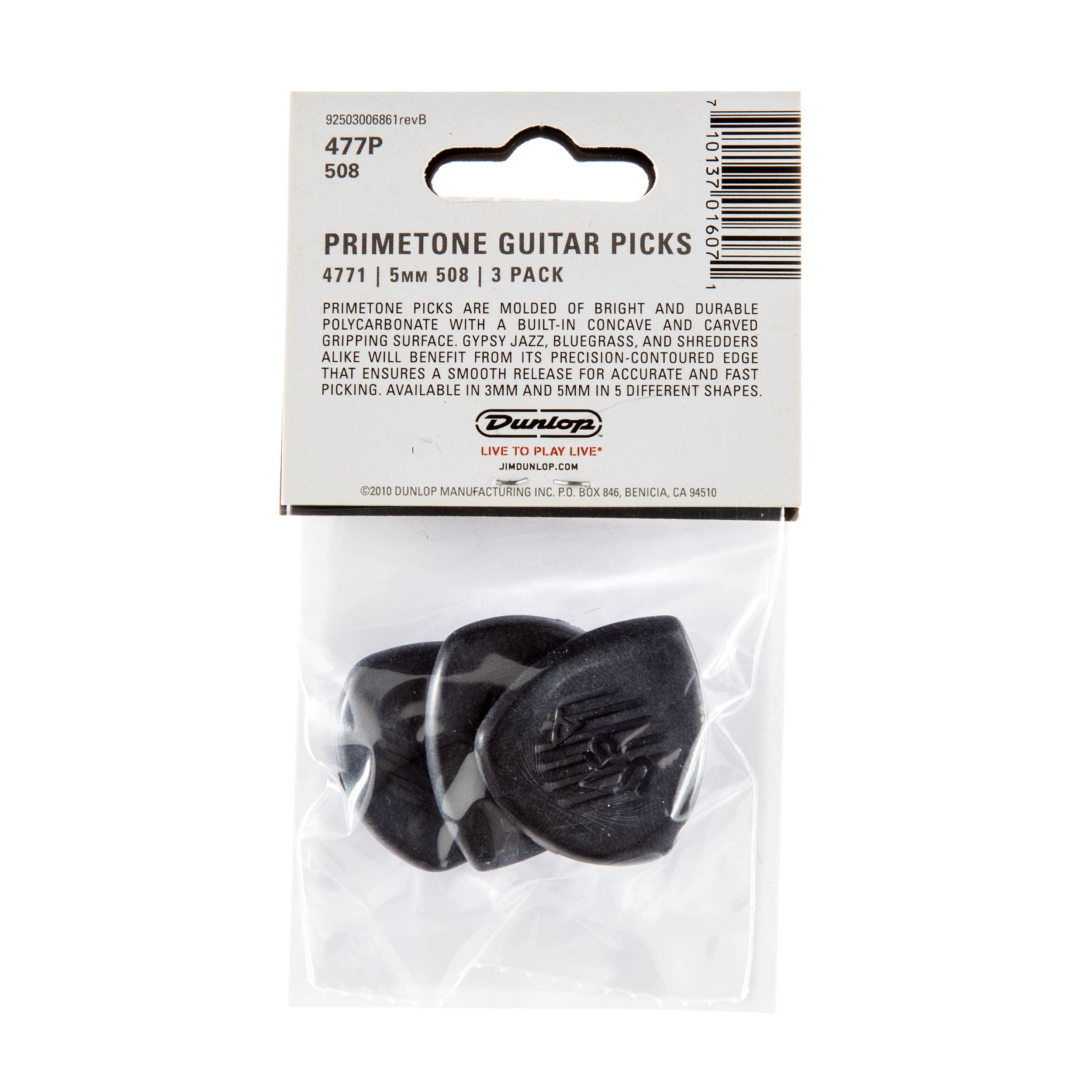Foto 6 pulgar | Plectrum Jim Dunlop Primetone 477p508 Negro De 5 Mm, Paquete De 3 - Venta Internacional.