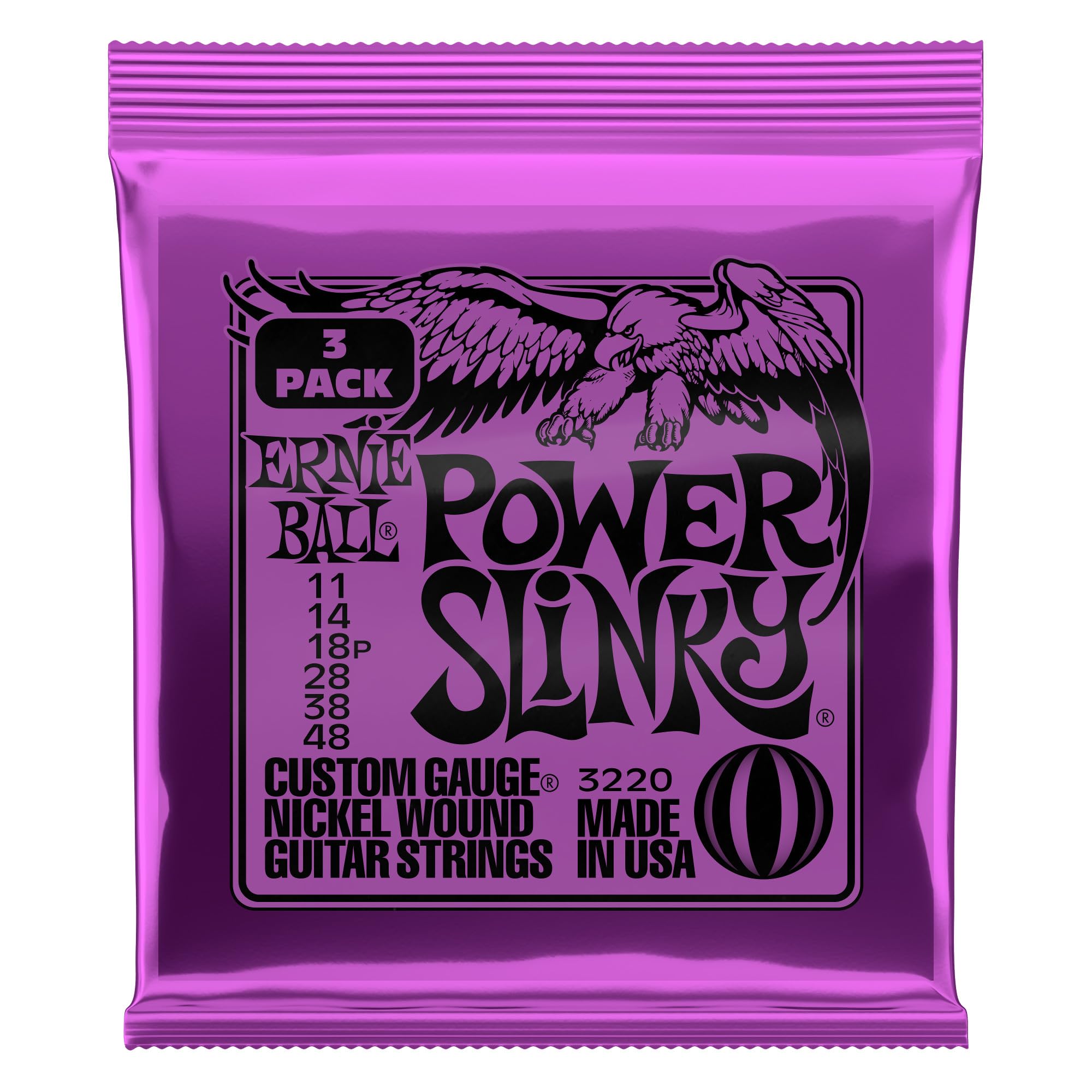 Foto 2 pulgar | Juego De 3 Cuerdas Para Guitarra Eléctrica Ernie Ball Power Slinky 11-48 - Venta Internacional.