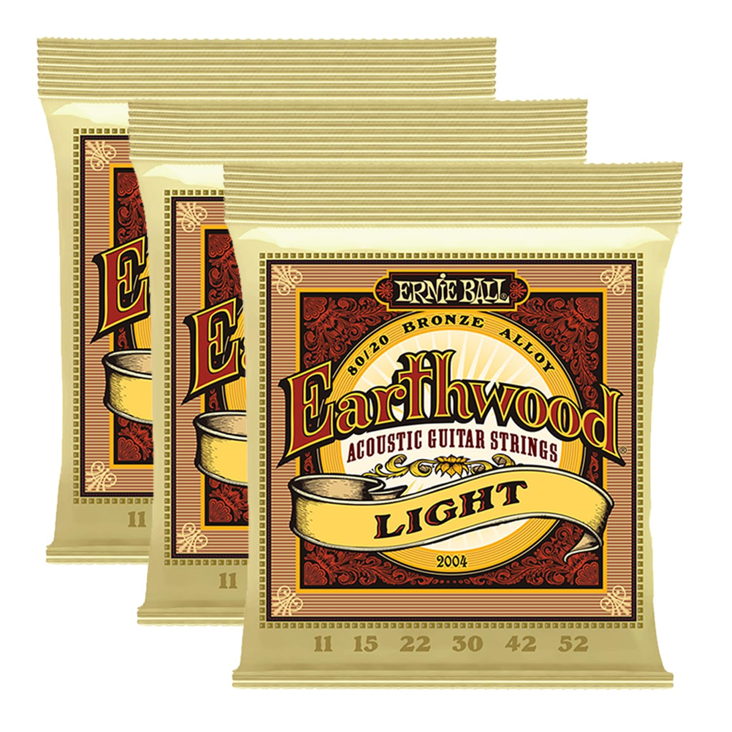 Foto 2 | Cuerdas Para Guitarra Acústica Ernie Ball Earthwood Light 80/20 Bronze .011 - .052 (paquete De 3) - Venta Internacional