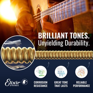 Foto 3 | Juego De 3 Cuerdas Para Guitarra Acústica Elixir 80/20 Bronze Nanoweb - Venta Internacional.