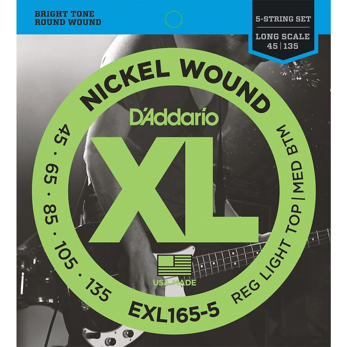 Daddario Exl165-5 Juego Cuerdas P/ Bajo De 5 Cuerdas 45-135