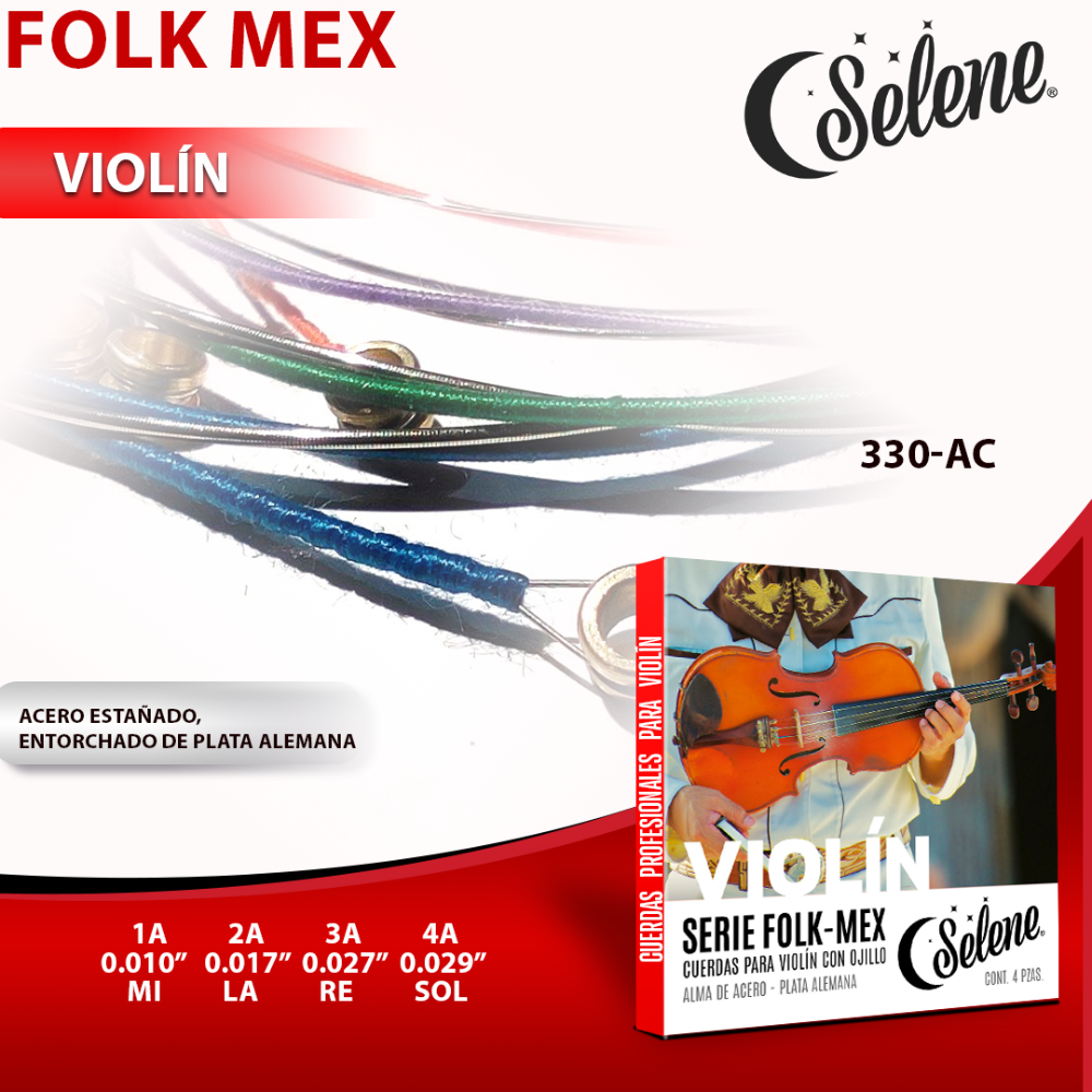 Foto 4 pulgar | Cuerdas Para Violin, Selene Folk Mex, Alma De Acero, Entorchado De Plata Alemana 3 Set