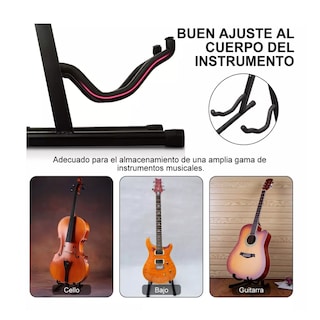 Foto 5 | Soporte para Guitarra o Bajo Metálico Belug Negro Transporte Fácil