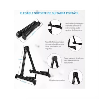 Foto 3 | Soporte De Guitarra Plegable Universal Con Marco A Portátil Negro Belug
